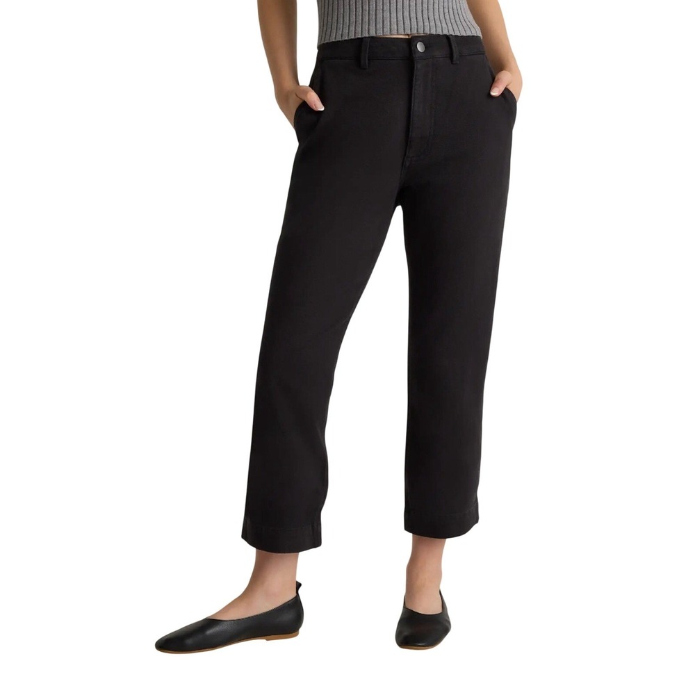 Quince Black Organic Stretch Cotton Twill Straight Leg Cropped Pants Sz 2/28 NWT - Picture 5 of 6